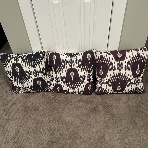 Threshold Brown and cream Accent Outdoor Pillows 
18”x19” square set of 3 - Picture 1 of 5